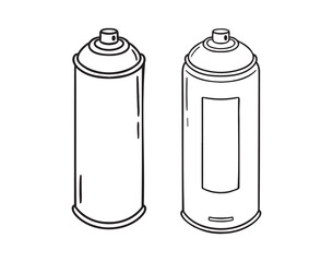 aerosol spray paint can stands doodle hand drawn icon. Outline drawing spray paint can line clipart symbol