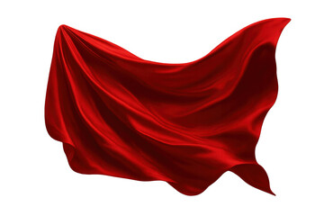 Smooth red silk fabric flowing and waving, creating elegant drapes and soft folds. Transparent background
