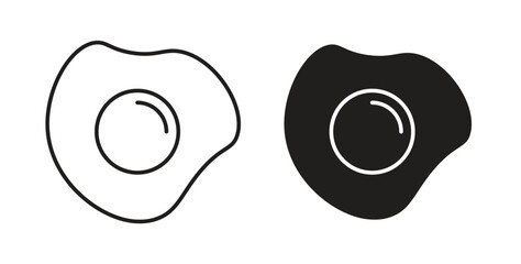 Egg fried icon with line and silhouette versions.