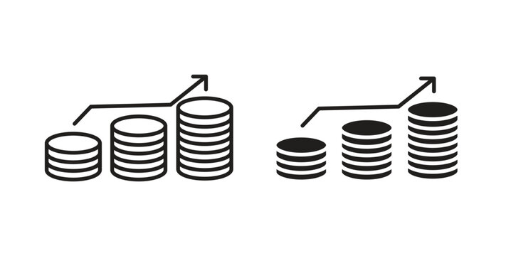 Earning icon with line and silhouette versions.