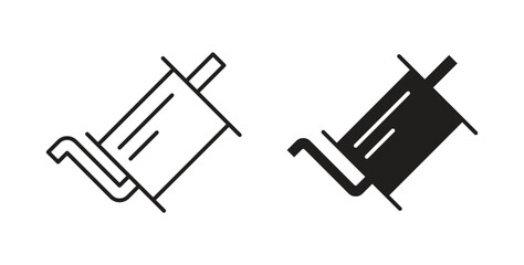 Exhaust pipe icon with line and silhouette versions.