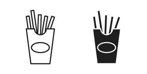 French-fries icon with line and silhouette versions.