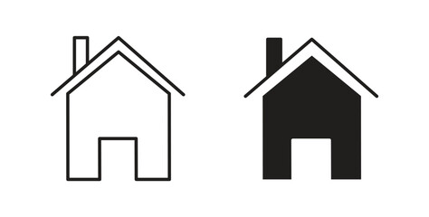 House icon with line and silhouette versions.