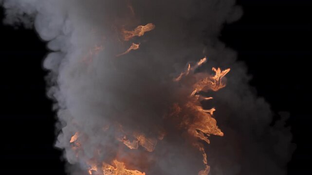 Twin ground fire on transparent background top down

