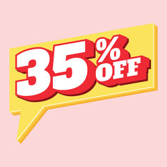 Editable Text, Red Tag 35 Off discount Vector
