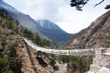 Imja river suspension bridge view along EBC trek, Nepal