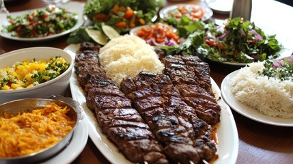 Roasted Eggplant Medley on Platter - Mediterranean Cuisine, Authentic Food, Vegetarian Dish, Healthy Eating, Traditional Cooking.