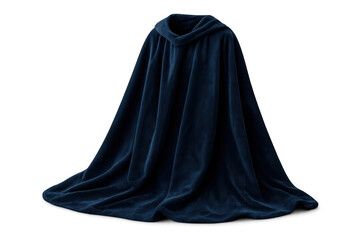 Naklejka premium Blue velvet cloak with hood, creating mystery and fantasy themes, isolated on transparent background