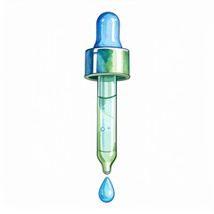 Watercolor Pipette with Droplet Detail