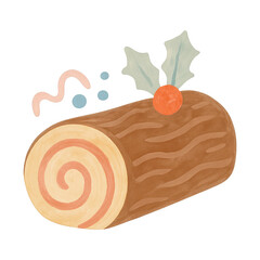 Obraz premium PNG Festive Yule log illustration.