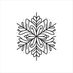 Black and White Continuous Line Snowflake Vector – Minimalist Single-Stroke Winter Design