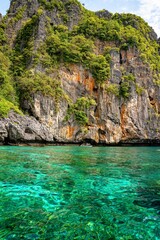 clear blue waters and the cliff