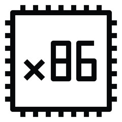X86 Processor Architecture Line Icon