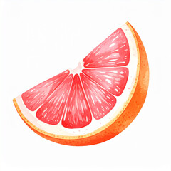 Watercolor Grapefruit Slice with Vibrant Pink Citrus Details