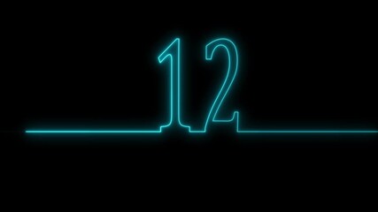 A neon 12 text icon animation showcases glowing numbers that pulse and flicker with vibrant neon colors, smoothly transitioning and creating a dynamic, electrifying visual effect - Powered by Adobe