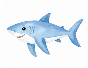 Obraz premium shark isolated on white background watercolor illustration