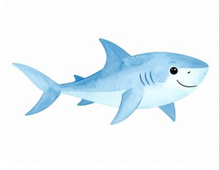 Obraz premium shark isolated on white background watercolor illustration