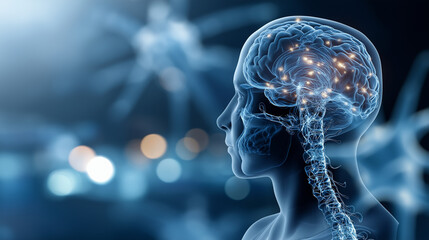 Neurological conditions representation including cognitive disorders defocused medical background memory deterioration motor function issues brain activity mental wellness