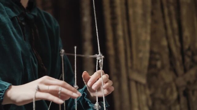 Hand controlling the strings. Control.