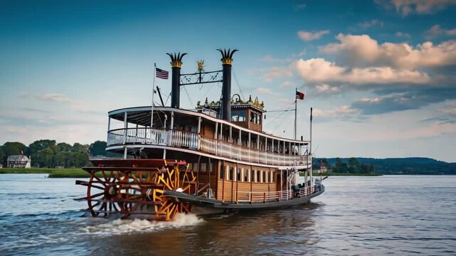 Traditional boat on the Mississippi.