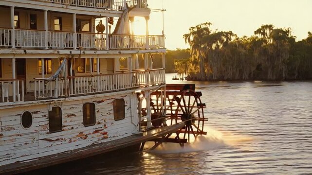 Traditional boat on the Mississippi.