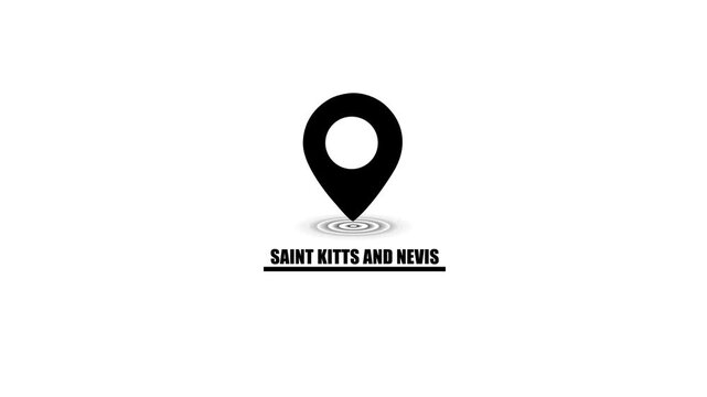 Saint Kitts and Nevis Location Pin Icon with Text on White Background Keywords: Saint Kitts and Nevis, location pin, map marker, destination