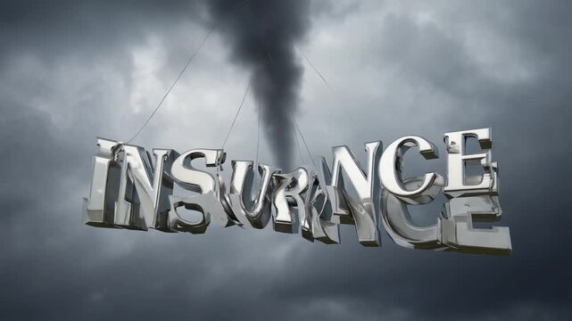Insurance sign in the middle of a tornado. Insurance problems.