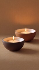 Elegant Candles in Simple Bowls Creating a Warm Ambiance for Relaxation and Tranquility