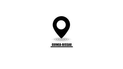 Black Guinea- Bissau location pin icon with concentric circles and text on white background, Guinea- Bissau, location, pin, map, icon