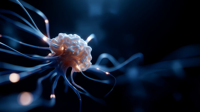 Machine computation and cognitive processing 3D visualization soft abstract backdrop AI thinking architecture intelligent system rendering neural framework representation with