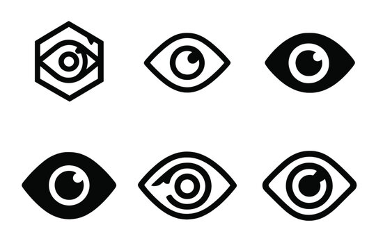 Biohack Emblem Set. DIY biohacking and body modification. Icon set. Set Logo of enhancement: augmented eye symbol. harmonious logo variations of the same