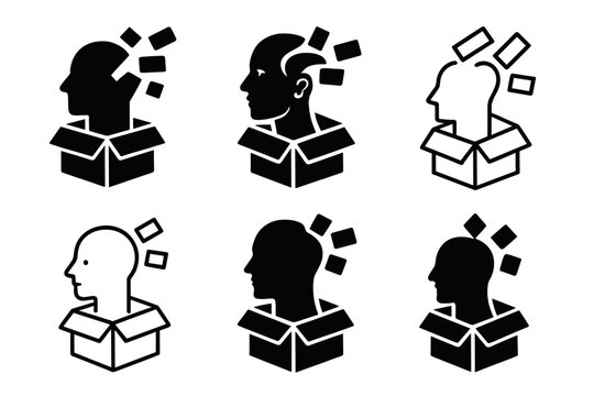 Breaking Stereotypes Icons. Breaking stereotypes. Icon set. Set Logo of Breaking stereotypes: shattered wall with light beams. harmonious logo variations of