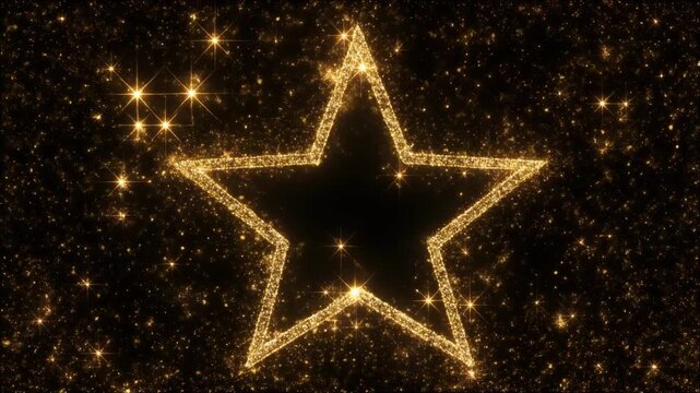 Glittering star, 3d animation with black background, MP4 video.