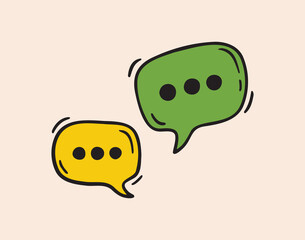 Green and yellow message bubbles for dialogue or communication