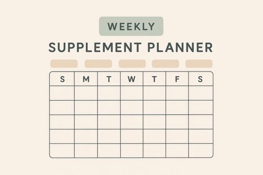 Weekly supplement planner with minimalistic design and organized layout to enhance productivity and wellness tracking with a focus on self care and daily habits