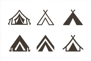 Eco-Lodge Logo Variations. Themed eco-lodges and off-grid retreats. Icon set. Set Logo of themed eco-lodges and off-grid retreats: solar-powered cabin.