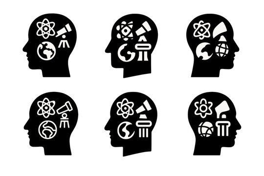 Educational Icons Set. Language tutoring and educational services. Icon set. Set Logo of language tutoring and educational services: graduation cap and globe.