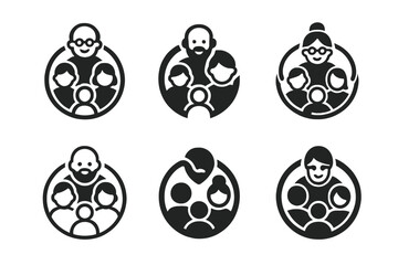 Family Unity Icons. Supporting mental health within the family structure. Icon set. Set Logo of Supporting mental health within the family structure: Family