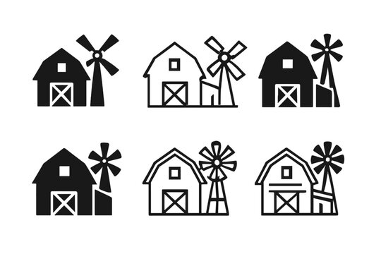 Farm Life Logos. Family farm life and traditional agricultural practices. Icon set. Set Logo of harvest: bundle of wheat stalks. harmonious logo variations of