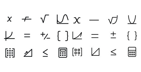 Mathematical symbols and graphical notations for algebra and calculus