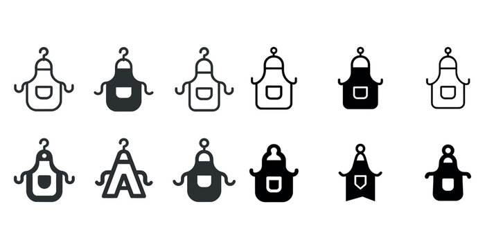 Variety of simple apron icons in multiple designs and styles