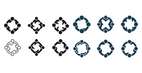 Abstract human figure circle icons in various styles and designs