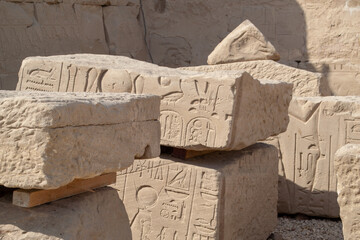 Egypt, Luxor, 01.02.2022.Ancient ruins of the Karnak Temple in Luxor, Egypt. The largest temple complex of antiquity in the world.