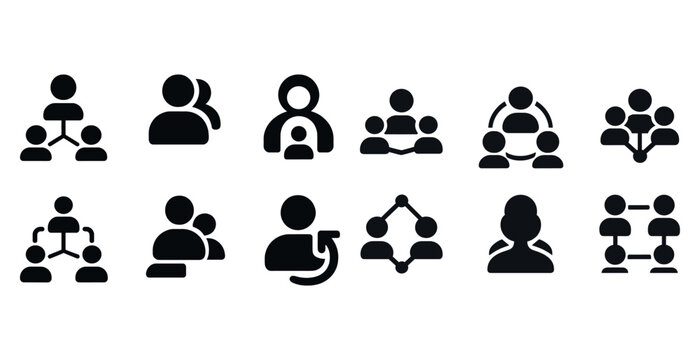 Collection of black silhouettes representing communication and teamwork