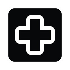 Obraz premium Medical Cross Icon – Monochrome First Aid Symbol