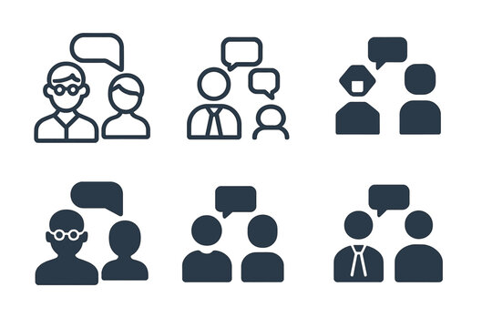 Language Tutoring Icons. Language tutoring and educational services. Icon set. Set Logo of language tutoring and educational services: teacher and student