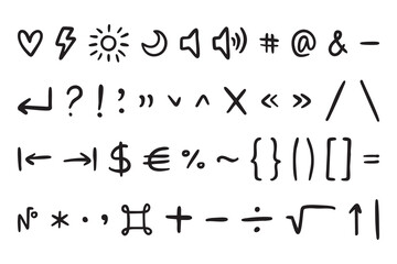 Mathematical symbols doodle icon set hand drawn
