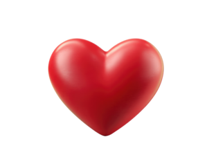 3D red heart, smooth, glossy surface