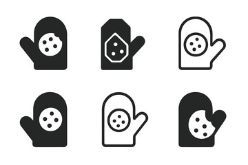 Baking Icons Set. Baking cookies. Icon set. Set Logo of Baking cookies: Oven mitts. harmonious logo variations of the same emblematic concept (Flat solid,