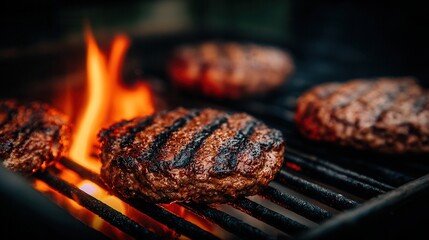 Grilling Burgers on a Hot Summer Day Brings the Flavor of Smoke and Fire to Juicy Patties at a Backyard Barbeque